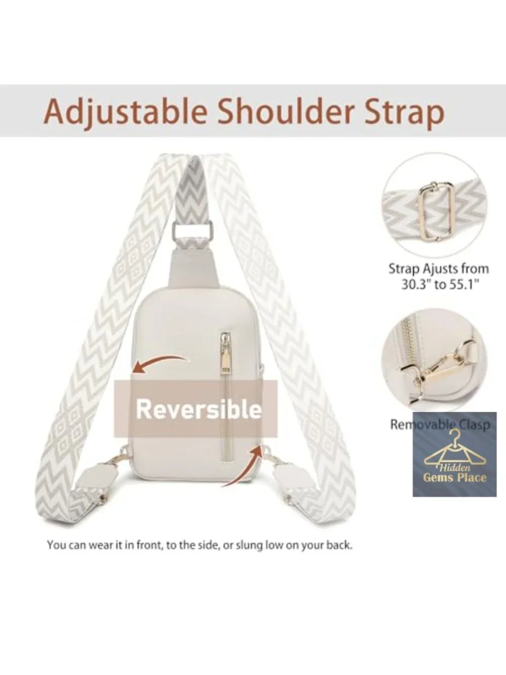 Anti Theft RFID Sling Bag Vegan Leather Crossbody Belt Purse